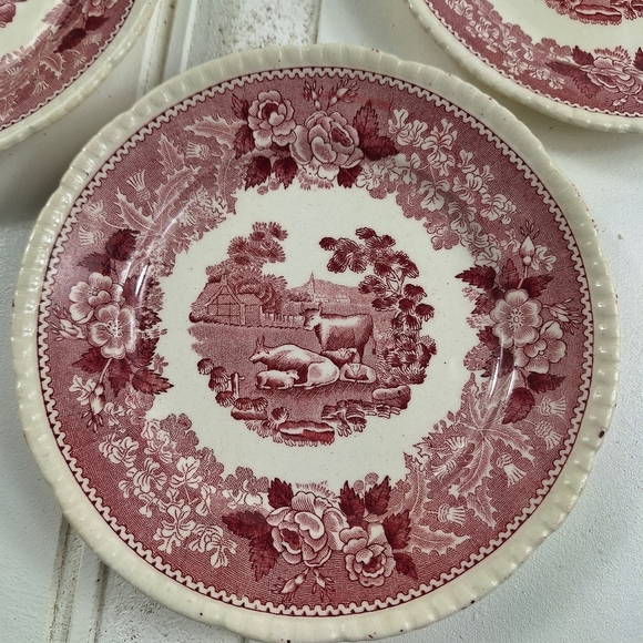 Vintage English Scenic Warranted Staffordshire Adams England 3 Small Plates - Picture 2 of 8